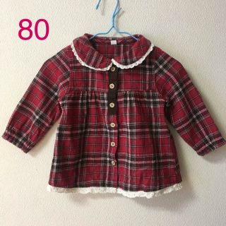 ニシマツヤ(西松屋)の＊ゆう様専用＊【80】襟付き チェックシャツ ＊赤系(シャツ/カットソー)