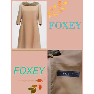 フォクシー(FOXEY)のタイムSALE⭐︎美品！受注会 FOXEY 最高級ミンクファー襟エレガントワンピ(ひざ丈ワンピース)