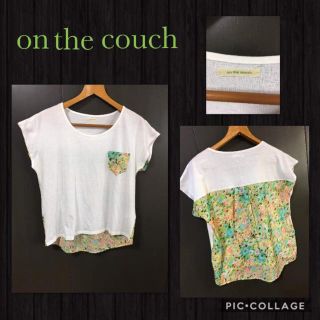 オンザカウチ(on the couch)のon the couch 半袖カットソー 花柄 切替デザイン F(Tシャツ(半袖/袖なし))