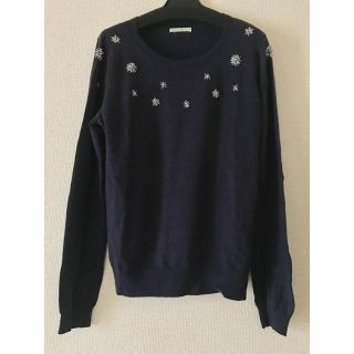 ウィルセレクション(WILLSELECTION)の【WILL SELECTION】ビジュー付きネイビーニット(ニット/セーター)