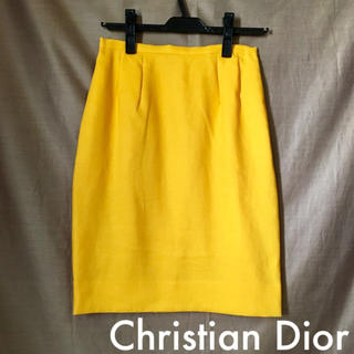 クリスチャンディオール(Christian Dior)の【Christian Dior／送料込・コメント不要即購入可】麻タイトスカート(ひざ丈スカート)