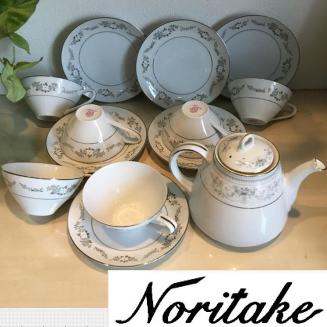 noritake ティーポットとカップ&ソーサー6客セット