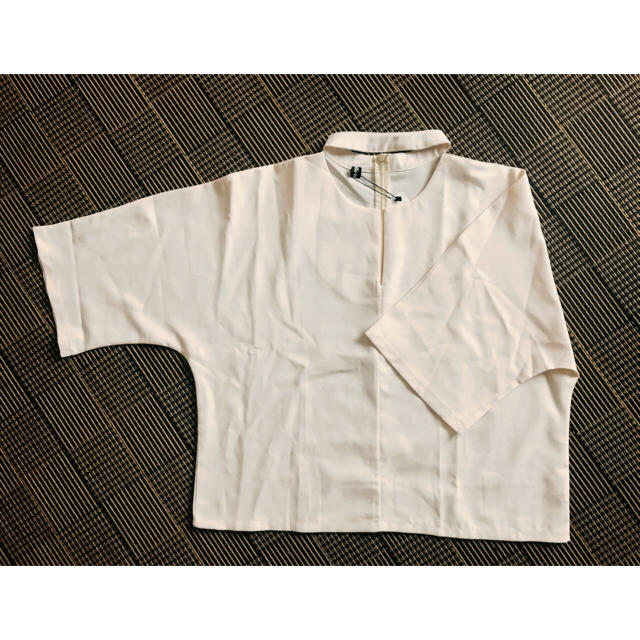 大きいサイズ ホワイト トップ 七分袖 XL-3L レディースのトップス(カットソー(長袖/七分))の商品写真