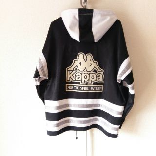 カッパ(Kappa)の美品 1度使用 KAPPA パーカー フーディー ジャージ ブラック グレー M(パーカー)