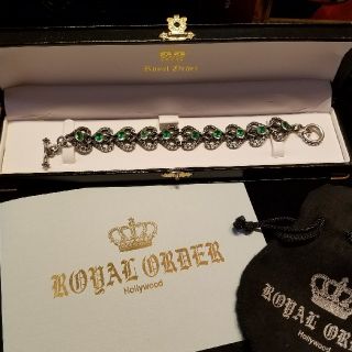 ロイヤルオーダー(ROYALORDER)のロイヤルオーダー　ハートモチーフグリーン中石ブレスレット(ブレスレット/バングル)