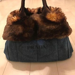 プラダ(PRADA)の【専用出品】良品♥ PRADA カナパ エコファー デニム(ハンドバッグ)