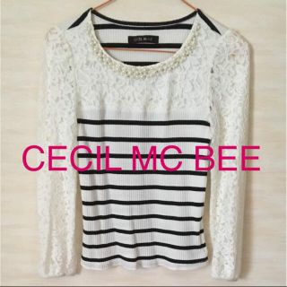 セシルマクビー(CECIL McBEE)のCECIL MC BEE♡ビジュー付きトップス(カットソー(長袖/七分))