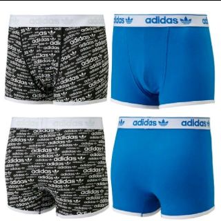 アディダス(adidas)のアディダス オリジナルス スリム ボクサーパンツ XS 総柄/黒 ２枚組 新品(ボクサーパンツ)