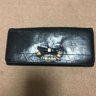 プラダ(PRADA)のプラダ☆レザー長財布☆ブラック難あり(財布)