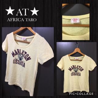 アフリカタロウ(AFRICATARO)のAFRICA TARO 半袖カットソー イラストロゴ 霜降り  Fサイズ M(Tシャツ(半袖/袖なし))