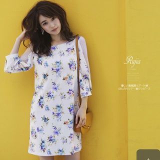 トッコ(tocco)の泉里香◇新品未使用◇tocco◇ﾌﾞｰｹ柄ｼｱｰ袖ﾜﾝﾋﾟｰｽ(ひざ丈ワンピース)