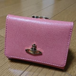 ヴィヴィアンウエストウッド(Vivienne Westwood)の【極美品】vivienne westwood ワンポイント 二つ折り財布 ピンク(財布)