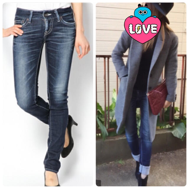 moussyパウダーデニム♡D/blu POWDER straight slim