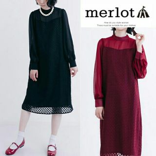 メルロー(merlot)の秋冬新作♡パーティーワンピース  ⑅⃝◌ブラック(ミディアムドレス)