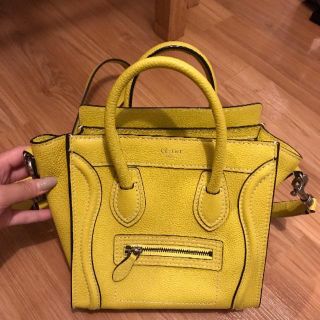 セリーヌ(celine)のセリーヌ ラゲージ ナノショッパー イエロー 鑑定済(ハンドバッグ)