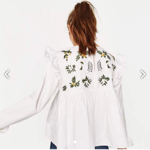 ZARA(ザラ)のZARA  刺繍フリルブラウス レディースのトップス(シャツ/ブラウス(長袖/七分))の商品写真