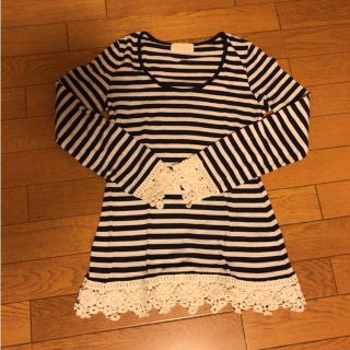 ダブルクローゼット(w closet)のダブルクローゼット ボーダー レース (カットソー(長袖/七分))