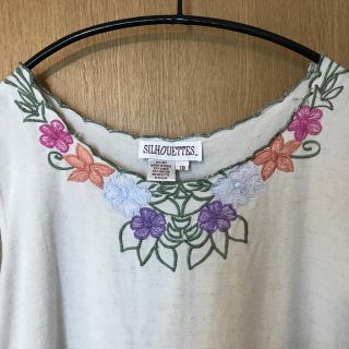 外国古着 花柄刺繍ワンピース(ロングワンピース/マキシワンピース)