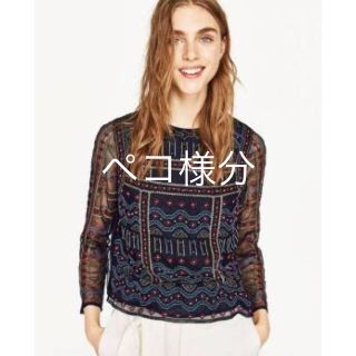 ザラ(ZARA)のZARA BASIC★シースルー刺繍カットソー(カットソー(長袖/七分))