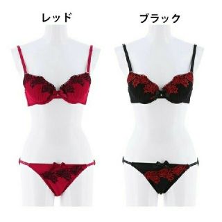 新品！EF真紅ローズブラジャーショーツセット(ブラ&ショーツセット)