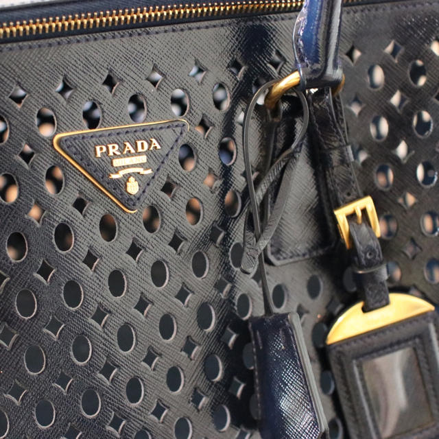 PRADA◆saffiano 2WAYバッグ◆ボストンバッグ ネイビー 美品 1