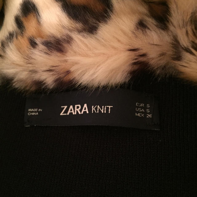 ZARA(ザラ)のZARA レオパードファー付きニットコート。 レディースのジャケット/アウター(ニットコート)の商品写真