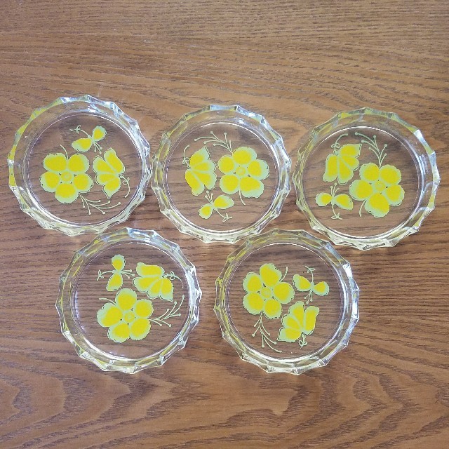昭和 レトロ ガラスコースター とグラス セット 2