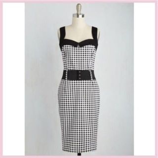 モドクロス(ModCloth)の美品♡ModCloth　ギンガムワンピース(ひざ丈ワンピース)