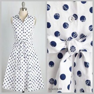 モドクロス(ModCloth)の美品♡ModCloth　ドットシャツワンピース(ひざ丈ワンピース)