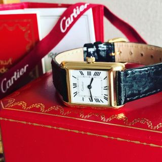 カルティエ(Cartier)の♡OH済美品♡カルティエ マストタンク 18KEP 白文字盤 手巻き 腕時計(腕時計)