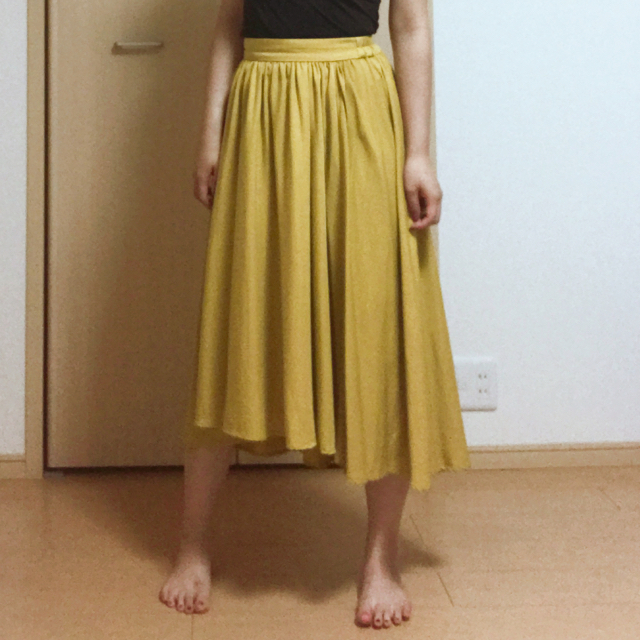 【美品】マスタードイエロー フレアスカート レディースのスカート(ひざ丈スカート)の商品写真