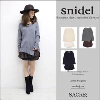 スナイデル(SNIDEL)のレースインニットプリーツコンビワンピース(ひざ丈ワンピース)