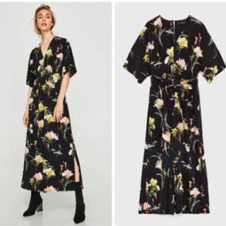 ザラ(ZARA)のZARA 花柄オーバーオール(サロペット/オーバーオール)