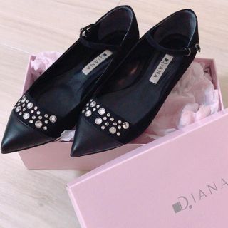 ダイアナ(DIANA)のDIANA★1回のみ使用,フラットシューズ,ビジュー(バレエシューズ)