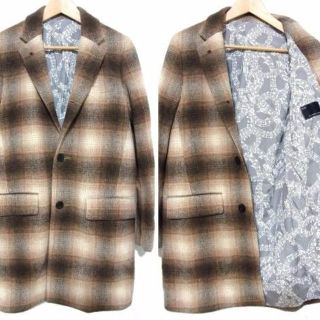 ナンバーナイン(NUMBER (N)INE)の14AW ナンバーナイン 音符 チェック チェスターコート 2 茶(チェスターコート)