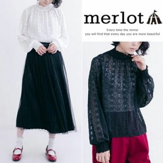 メルロー(merlot)の秋冬新作♡⑅⃝◌*メルロー ドットシースルーブラウス ブラック(シャツ/ブラウス(長袖/七分))