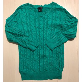 ギャップ(GAP)の【新品】リブ編みのニットセーター グリーン 緑(ニット/セーター)