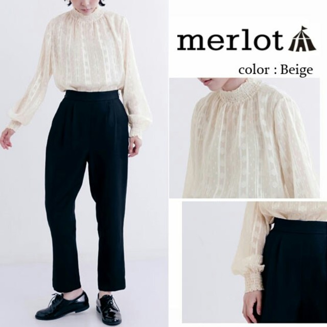 merlot(メルロー)の秋冬新作♡⑅⃝◌*メルロー ドットシースルーブラウス ホワイト レディースのトップス(シャツ/ブラウス(長袖/七分))の商品写真