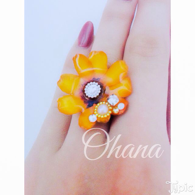 ♡真夏のオレンジ☆押し花リング💍 レディースのアクセサリー(リング(指輪))の商品写真