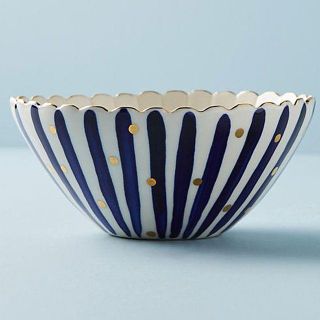 アンソロポロジー(Anthropologie)の新品 アンソロポロジー 水玉 ストライプ の ボウル 大きめ 変形デザイン(食器)