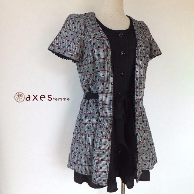 axes femme(アクシーズファム)の新品 axes femme アクシーズファム　グレンチェック Aラインチュニック レディースのトップス(チュニック)の商品写真