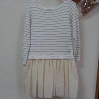 プチバトー(PETIT BATEAU)の月末まで値下★プチバトー 6a114㎝ノエルラメマリニエールチュールワンピ(ワンピース)