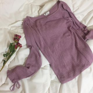 マックスマーラ(Max Mara)のMaxMara 白タグ lavender frill tops.(カットソー(長袖/七分))