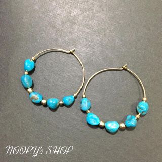 フープピアス ターコイズ(天然石)(14kgf)(ピアス)