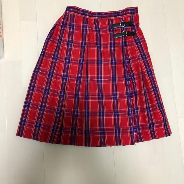 RODEO CROWNS(ロデオクラウンズ)のRODEO チェック プリーツスカート 赤 S レディースのスカート(ひざ丈スカート)の商品写真