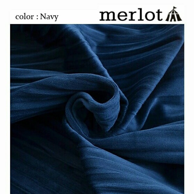 merlot(メルロー)の秋冬新作*◌⑅⃝♡*メルロー 光沢プリーツスカート ネイビー 紺 レディースのスカート(ロングスカート)の商品写真