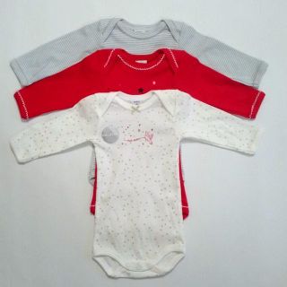 プチバトー(PETIT BATEAU)の新品プチバトー♡長袖ボディオール　ロンパース 3m/60サイズ(ロンパース)