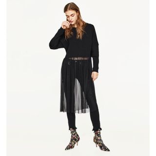 ザラ(ZARA)のZARA●チュール切替スウェットワンピース●試着のみ美品●(ひざ丈ワンピース)