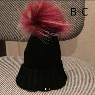 ルシェルブルー(LE CIEL BLEU)の【新品未使用】BKラスト1点❣️リアルファー付きニット帽(ニット帽/ビーニー)