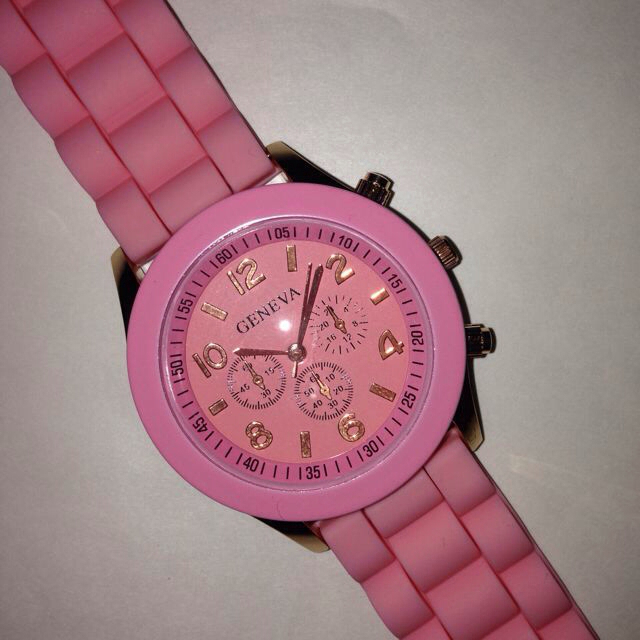 新品カラー時計【ブラック＆ローズ】 レディースのファッション小物(腕時計)の商品写真